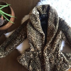 Betsey Johnson Luxe Faux Fur Leopard Coat